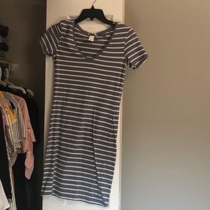 Grey and white striped dress